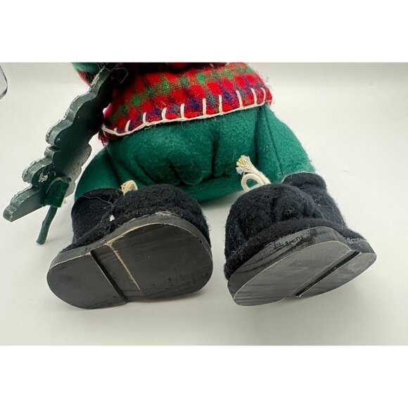 Handcrafted Santa Claus Shelf Sitter Christmas Decor with Tree Plaid Outfit - Picture 3 of 9